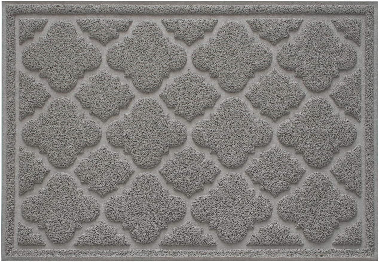 Large Cat Litter Mat 35" x 23" - Kitty Litter Box Mat & Dirt Trapping Rug - Premium Waterproof PVC Mesh for Scatter Control (Grey Moroccan)