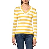 Nautica womens Long Sleeve Striped V-neck Ribbed Sweater