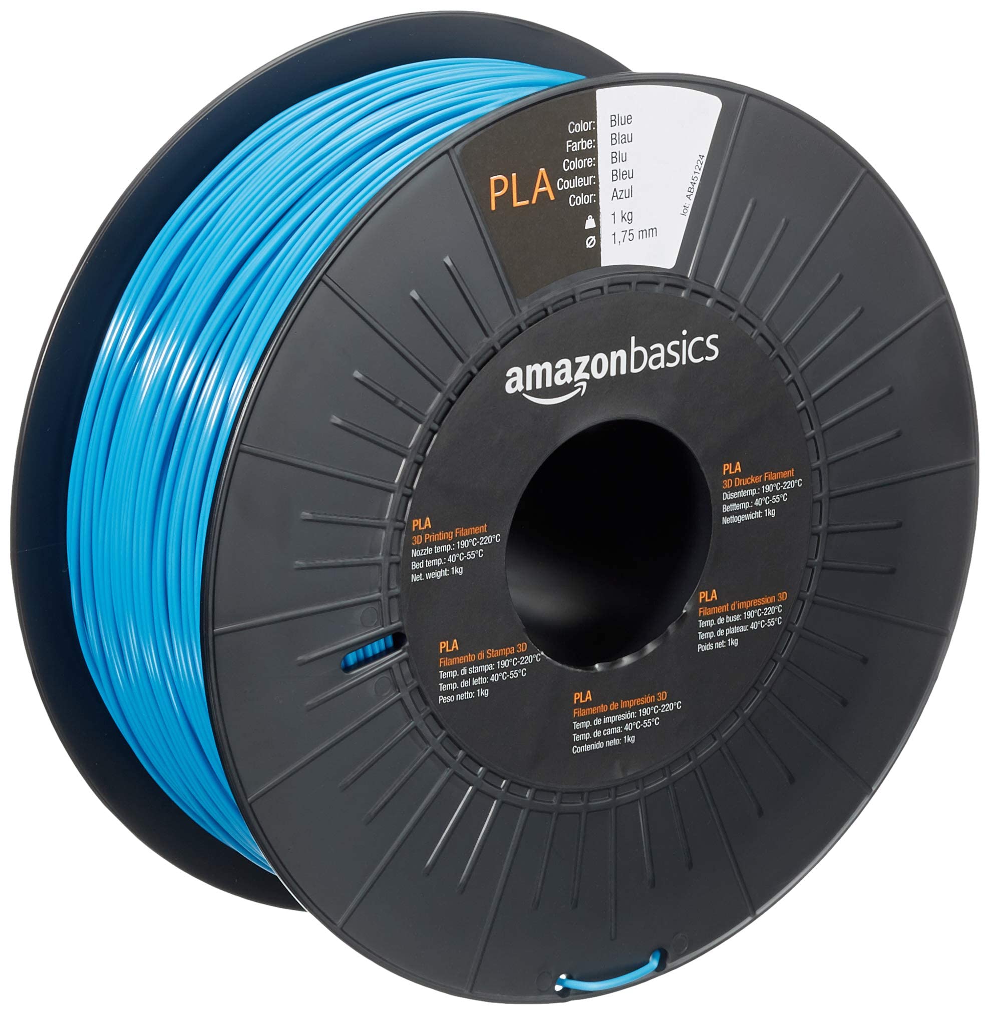 Amazon Basics PLA 3D Printer Filament, 1.75mm, Blue, 1 kg Spool