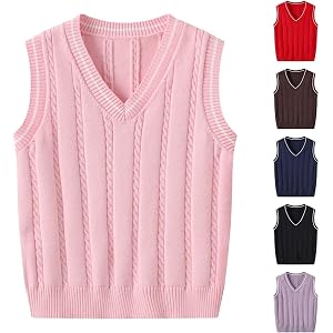 AIMAOMI Boys Sweater VES-Kids V Neck Sweater Vest Sleeveless Classic Pullover Knit Tops Clothes School Uniform for Girls