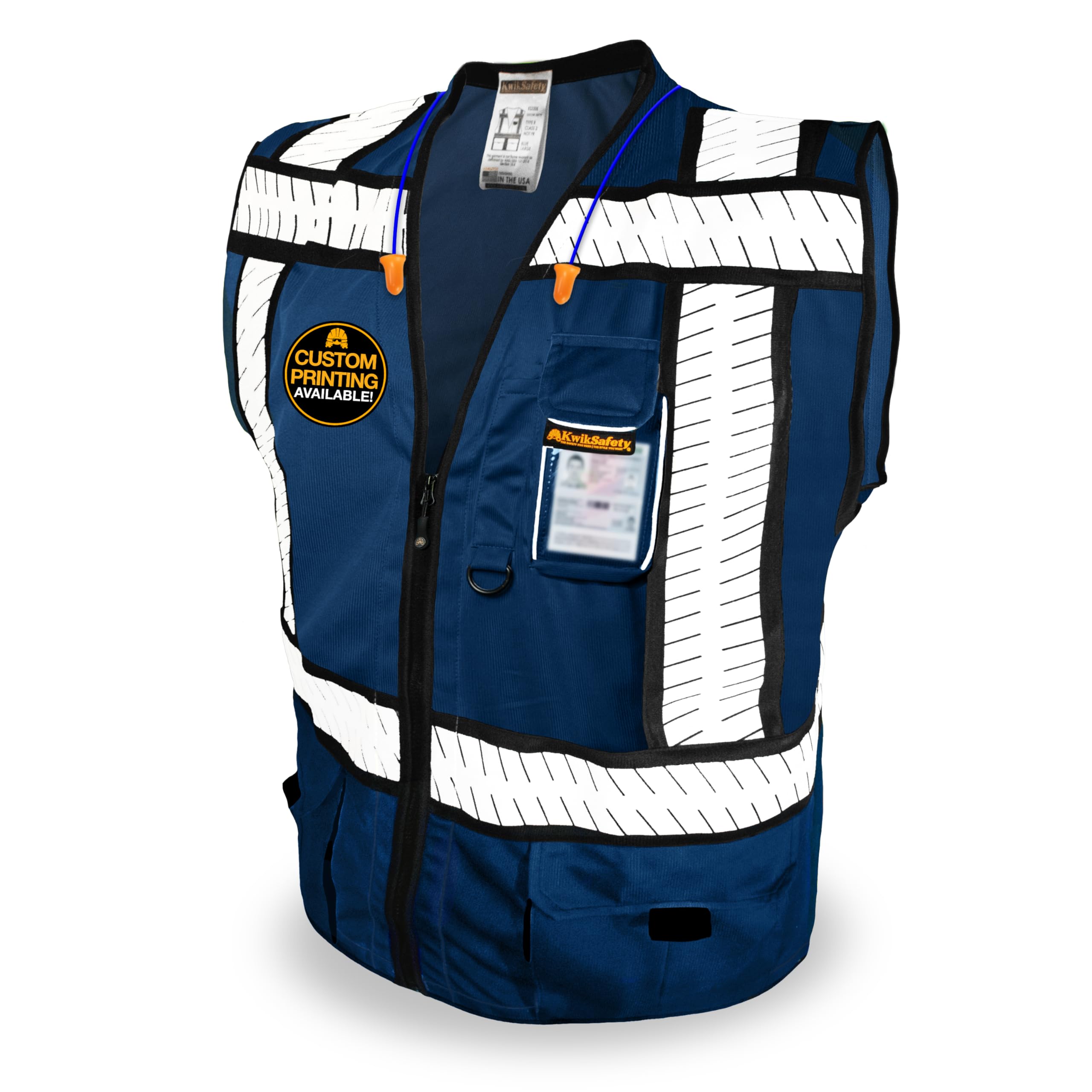 Photo 1 of KwikSafety - Charlotte, NC - PURE BLUE SHERIFF Safety Vest [Multi-Use Pockets] Heavy Duty Hi Vis Reflective Construction Work PPE Gear Surveyor Men/Pure Blue Large