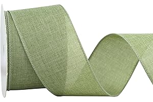 MAYREEL Sage Green Burlap Wired Ribbon 2.5 Inch Spring Moss Ribbon for Florist Door Wreaths Rustic Wedding Christmas Farmhouse Crafts Home Decor 10 Yards
