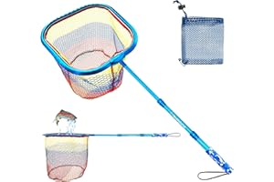 DaddyGoFish Kids Fishing Net - Extendable Telescopic Landing Net for Boy Girl Children Catching Small Fish Crab Shrimp Minnow Dragonfly Beach Pier Lake River Ocean