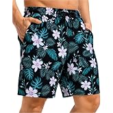 7 Inch Men's Swim Trunks with Mesh Liner No Compression Liner Quick Dry Drawstring Zipper Pockets for Beach Pool Surfing