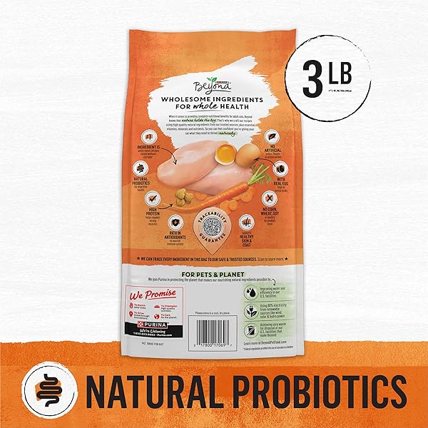 PURINA BEYOND GRAIN FREE WHITE MEAT CHICKEN AND EGG RECIPE NATURAL CAT FOOD HIGH PROTEIN CAT FOOD DRY FORMULA – 3 LB. BAG