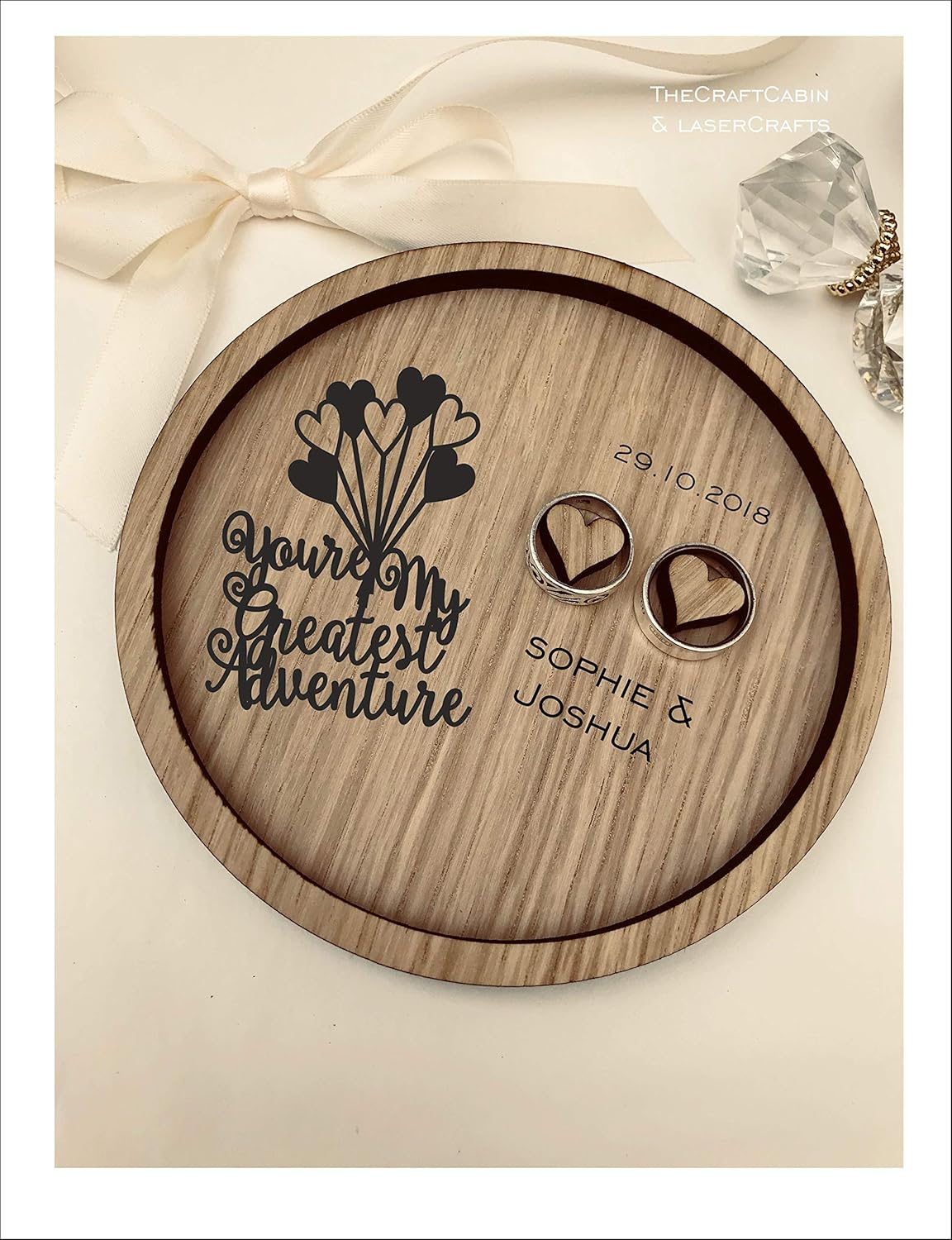 Wedding Ring Bearer Pillow Tray Personalised Engraved Disney You