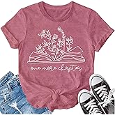 LBP Bookworm Women Reading Shirt One More Chapter Shirt Floral Book T-Shirt Book Lover Tees Teacher Tops