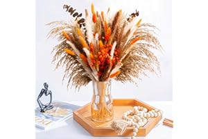 YN HI FLOWER Dried Pampas Grass Bouquet Boho Rustic Wedding and Home Table Decor Wedding Decor Rustic Decor Natural Floral Arrangement 17inch (80PCS Pampas Grass)