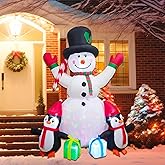 6 Ft Christmas Inflatables Snowman Penguin Decoration with LED Lights & Penguin Christmas Decor - Waterproof Blow Up Yard Decoration for Indoor/Outdoor, Xmas Holiday Lawn Ornament with Built-in