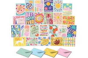 Sweetzer & Orange Happy Birthday Cards with Envelopes & Assortment Box. Variety Set of 24 Assorted Birthday Cards with Envelo