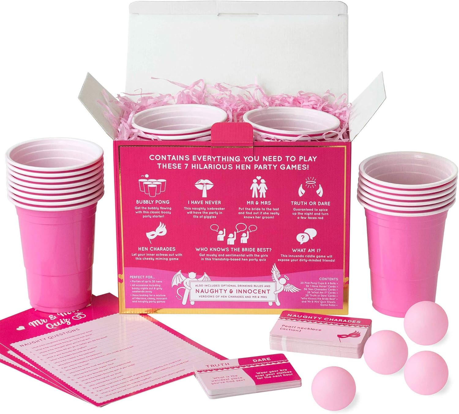 Hen Hamper, 7 Hilarious Hen Party Games (Bubbly Pong, Mr & Mrs, Hen Charades, I Have Never, Who Knows The Bride Best - Image 3