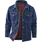 PEHMEA Men's Lined Flannel Denim Stylish Cowboy Trucker Coat Snap Button Rugged Western Shirts Jackets