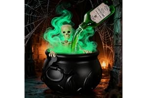ROTTIPE Halloween Decorations Indoor - DIY Floating Potion Set with Witch's Cauldron & Mist Maker - Vintage Black Plastic Bowl for Spooky Hocus Pocus Party Decor - Perfect for Home, Table, Mantel & Kitchen