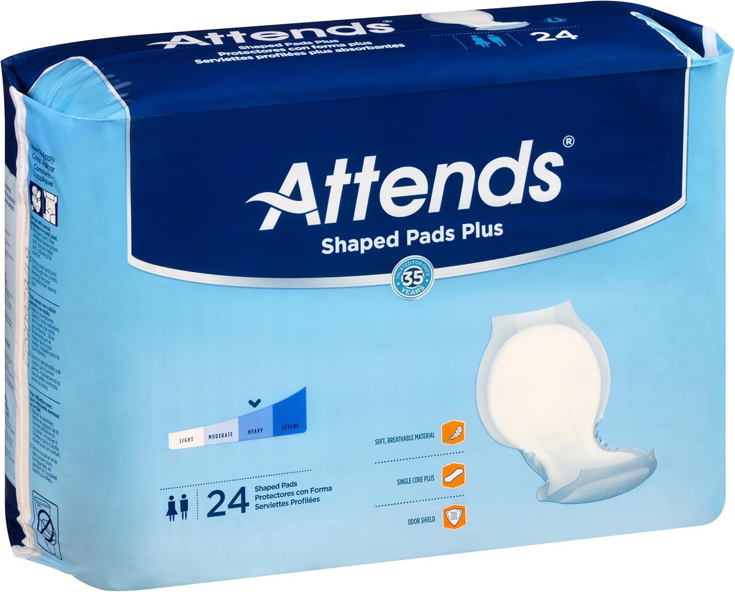 Attends Shaped Pads with OdorShield Technology for Adult