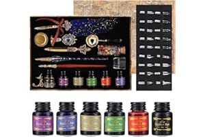 Joyeee Quill Writing Pen Ink Stationery Set, Classic Antique Pens Set, Idea for Beginners Artists Drawing, Arts Crafts Signatures, Decoration, Women Gift Selection Calligraphy Kits #87