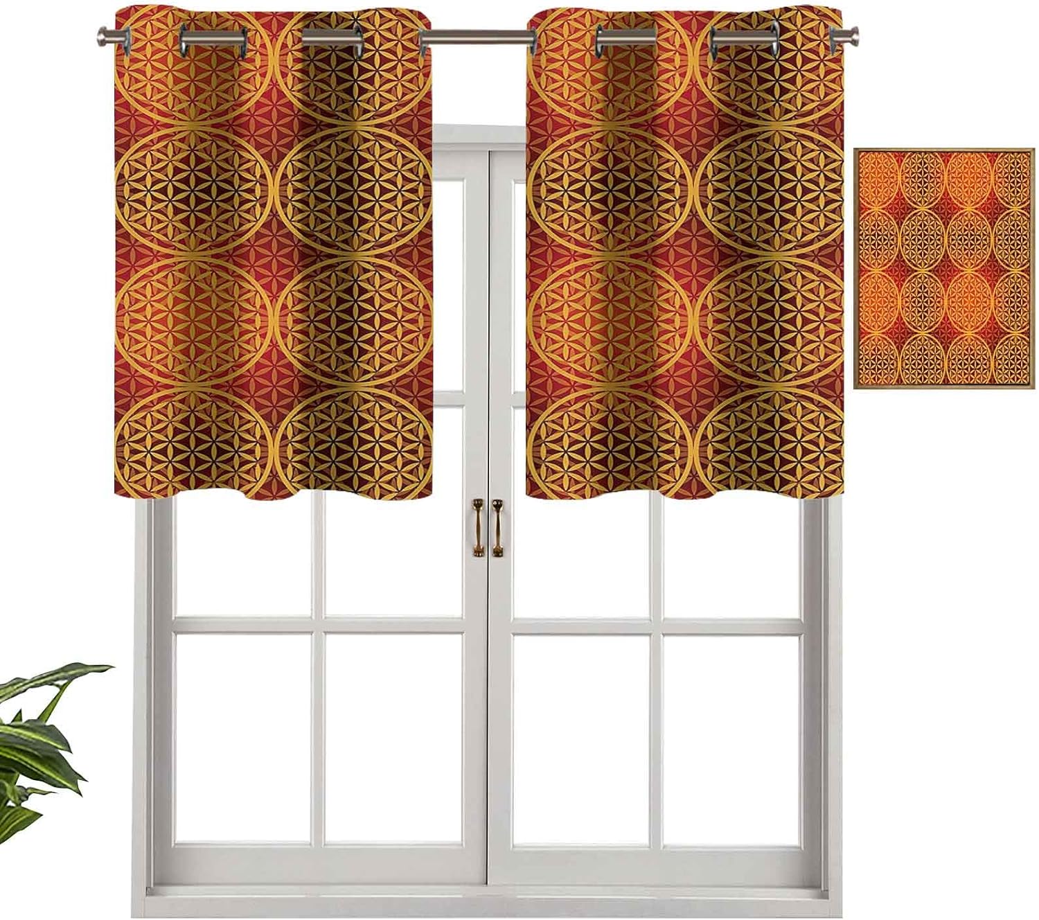 Hiiiman Cenefa moderna para ventana, estilo vintage, tonos medievales