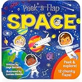 Peek-a-Flap Space Children's Lift-a-Flap Board Book - Planets, Solar System, Outer Space, Rockets &amp; More