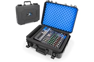 CASEMATIX DJ Mixer Case Compatible with Yamaha MG10XU, MG10, MG06 – Hard Shell Travel Case for 10-Input Stereo Mixers, Mics, Audio Interfaces & Cables – Two Customizable Foam Trays