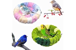 Magnoloran 2 Pack Warm Bird Nest Bed for Cage Plush Hanging Bird Bed Bird Snuggle Hut Hanging Sleeping Bird House for Parakeet, Conure, Budgie, Cockatiel, Lovebird, Finch, Hamster-Green&Pink