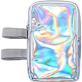 Bulyoou Carnival Leg Bag Holographic Thigh Bag with Adjustable Strap Leg Pouch Harness Women Summer Travel Hiking Pack(Silver,Leg Bag with Non-slip Pad)