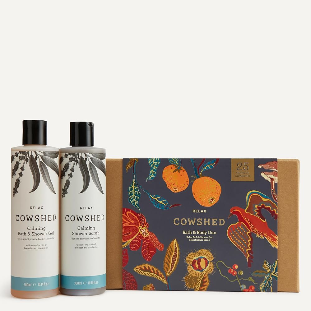 Cowshed Relax Bath & Body Gift Set Lavender Eucalyptus Shower Gel Scrub