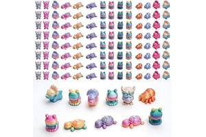 pkaoakyo 150Pcs 3D Printed Miniature Animals - Owl, Frog, Rhinoceros, Spider, Turtle - 2cm Figurines with Gradient Colors, Safe & Eco-Friendly Material for Home, Car, and Office Deco