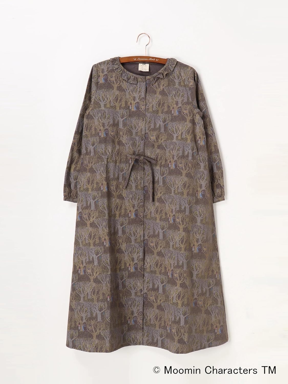 Amazon サマンサモスモス Sm2 ムーミン森柄ワンピース チャコールグレー F ワンピース チュニック 通販