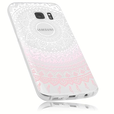 mumbi UltraSlim Hülle für Samsung Galaxy S7 Schutzhülle im Mandala Design transparent rosa (Ultra Slim - 0.55 mm)