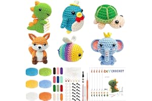 6Pcs Crochet Kit for Beginners, DIY Crocheting Animal Kits with Step-by-Step Video,Yarn,Crochet Hook,2026 DIY Craft for Adult
