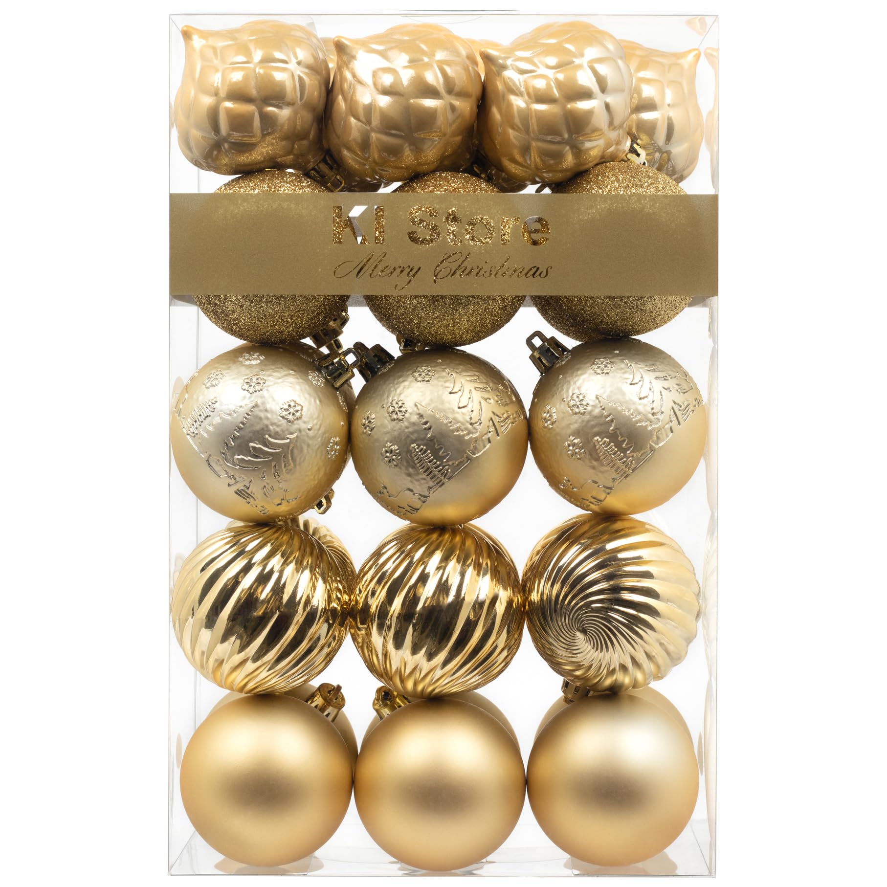 KI Store Christmas Baubles 30pcs Shatterproof Christmas Tree Ornaments Gold 60mm