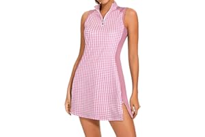 Viracy Tennis Dress Golf Dresses for Women with Shorts, Pockets Sleeveless Zip Up Stand Collar Lightweight Athletic Dress