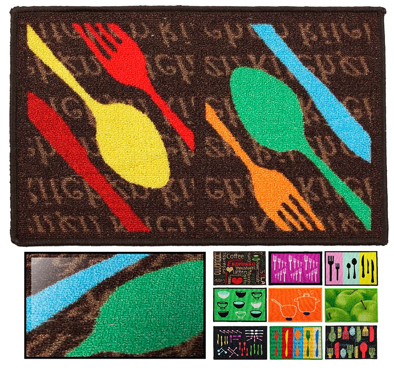 LucaHome – Kitchen Doormat, Non-Slip, Very Absorbent, Spoon Doormat, 50 x 130 cm, Indoor Doormat, Machine Washable
