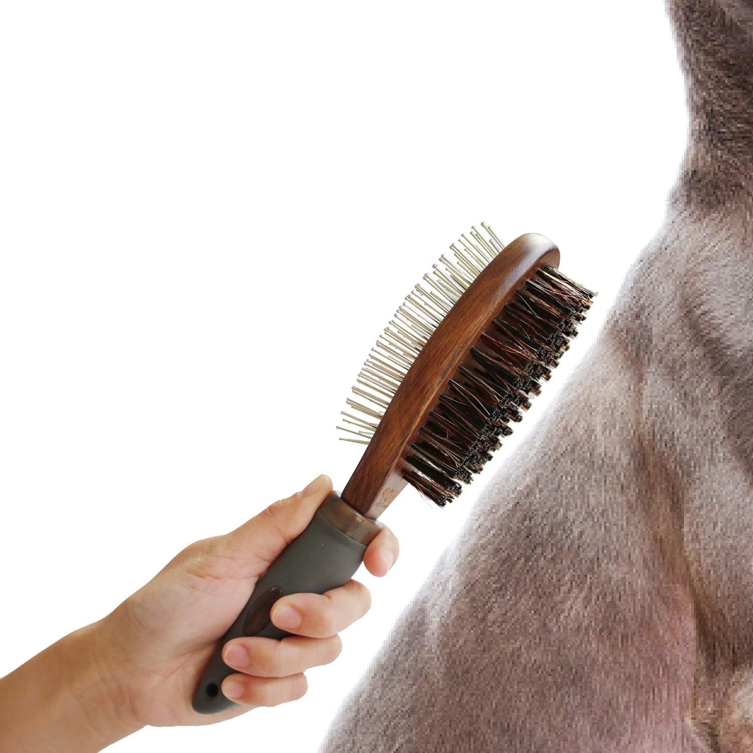 HOP Home of Paws Dog Brush for Grooming, Double Sided Brush Removing Shedding Hair, Dog Brush for Short Medium or Long Hair, Cat Brush Grooming Comb for Detangling and Dirt Cleaning, Lotus Wood: Beauty