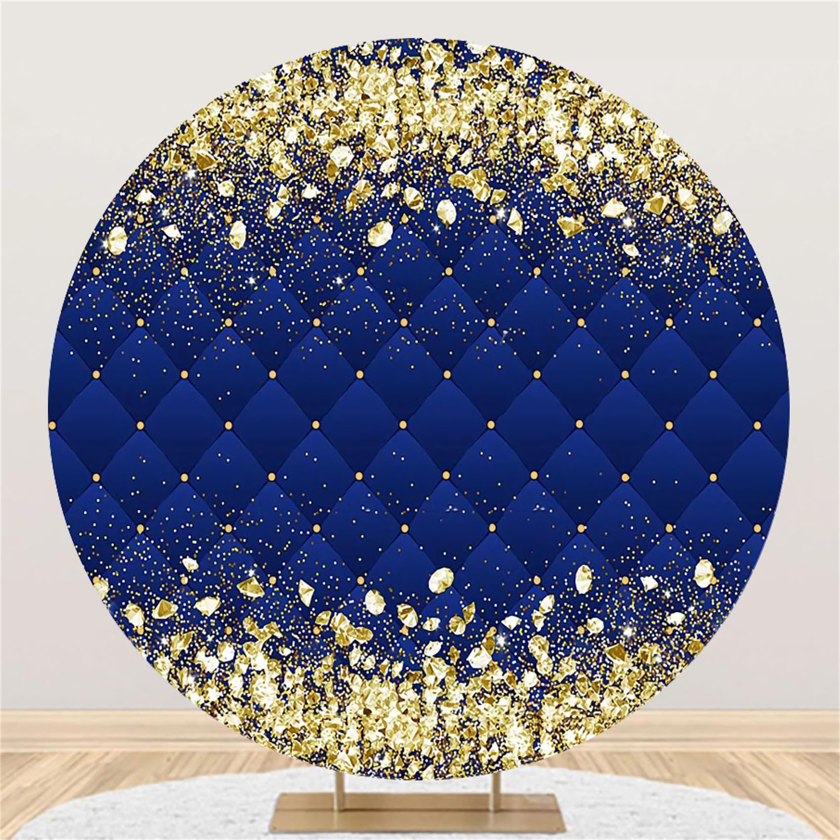Photo 1 of Renaiss 7x7ft Royal Blue Diamonds Round Backdrop Cover 