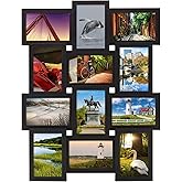 MELANNCO 12-Opening Photo Collage Frame, 18x23 Inch Black Wall Mount Gallery – Holds Six 4x6 and Six 6x4 Pictures – Modern Multi-Picture Display for Family, Weddings, and Home Decor