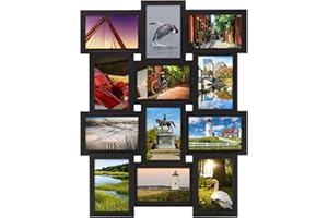Melannco 18x23 Inch Black Collage Picture Frame - Multi-photo Frame with 12 Openings - Six 6x4 and Six 4x6 Slots - Wall Mounted Gallery Frame for Family Photos - Home Decor Multi-picture Frame