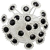 PRETTYLIFE 20Pcs Bridal Hair Pins Crystal Sunflower Rhinestone U-Shaped Wedding Hair Pieces Accessories for Women Girls Party (Black)