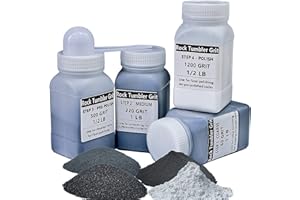HDONGANY Rock Tumbler Grit 4 Steps Complete Kit,Total 3 Pounds, Can Polish Up to 20 LBS of Rocks, Rock Polishing Grit Media for Any Brand Rock Tumbler, Rock Polisher, Stone Polisher