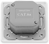 deleyCON CAT6a Network Socket Set - 3x Fully Shielded RJ45 Ethernet Wall Plates view 3