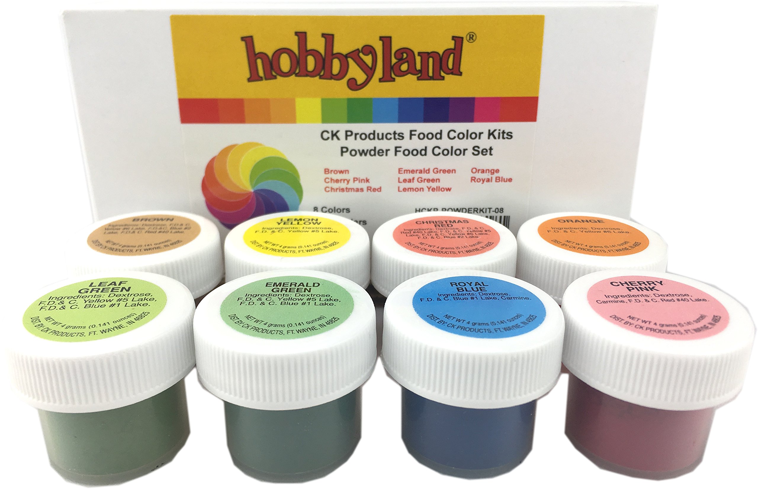 Hobbyland CK Products Powder Food Color Kit, 8 Colors, 4 Gram Jars