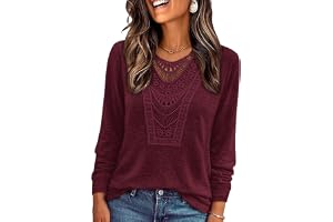 OFEEFAN Long Sleeve Shirts for Women Boho Tops Trendy Blouses Dressy Casual | Lace Tops, Fall Outfits 2026, Fashion Winter Cl