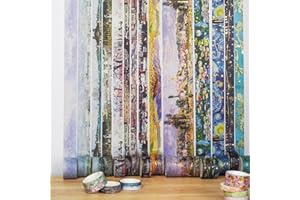 48 Rolls Washi Tape Set - Decorative Masking Tape with Colored Oil Painting Patterns, Adhesive Artist Tapes for Journaling Su