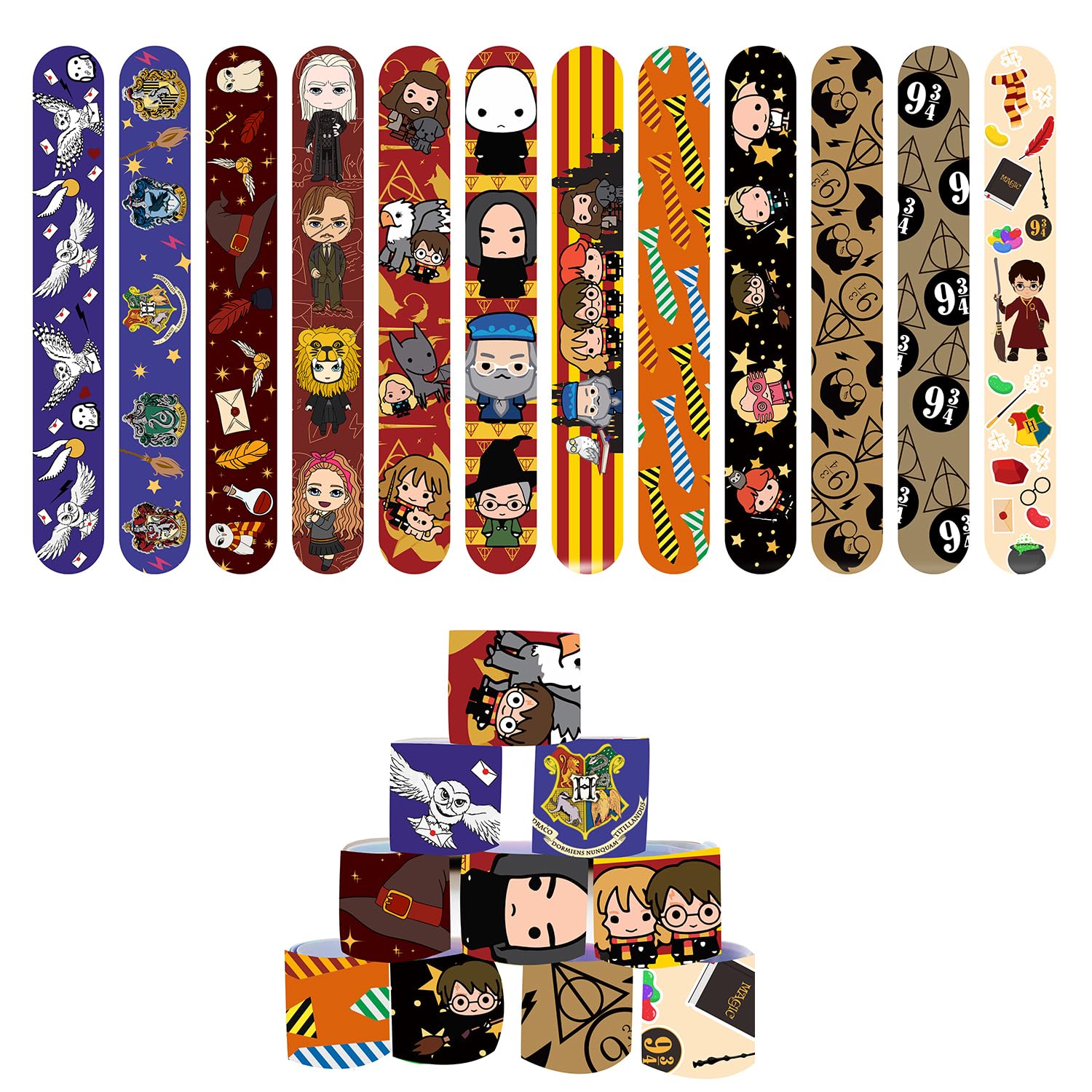 24Pcs Slap Bands Harry, Bracelets for Kids Party Bags Fillers, Kid's Party Favors Slap Wrist Bands for Kids Boys Girls, Birthday Christmas Favours Multicolour — image 1