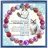 PARTNER Cute Ragdoll Cat 𝐁𝐫𝐚𝐜𝐞𝐥𝐞𝐭𝐬 𝐟𝐨𝐫 𝐖𝐨𝐦𝐞𝐧 Lovers Kitty Gifts for Women and Men Funny Ragdoll Cat Gifts Good Luck Charm Cat Themed Gifts for Women Natural Stone Beaded Jewelry for Women Cat Lovers