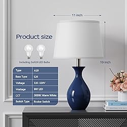 PARTPHONER Table Lamp Set of 2, Modern Ceramic