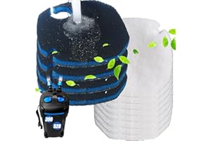 PurifyLogix 12 PCS Large Replacement Canister Filter Pads for AMOSIJOY 396/528 GPH 3-Stage Canister Filter, 8 White Floss & 4 Upgraded Coarse Pads Compatible with AMOSIJOY Ultra-Quiet Canister Filter