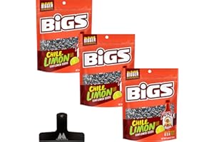BIGS Chile Limon Flavored Sunflower Seeds - 5.35 oz Bags (Pack of 3) - With Mighty Merchandise Bag Clip