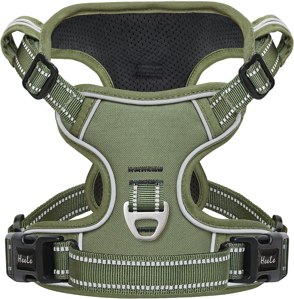 HEELE Dog Harness Small Reflective No-Pull Adjustable Padded Green