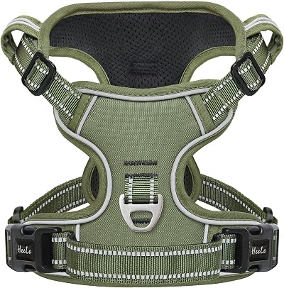 HEELE Dog Harness Small Reflective No-Pull Adjustable Padded Green