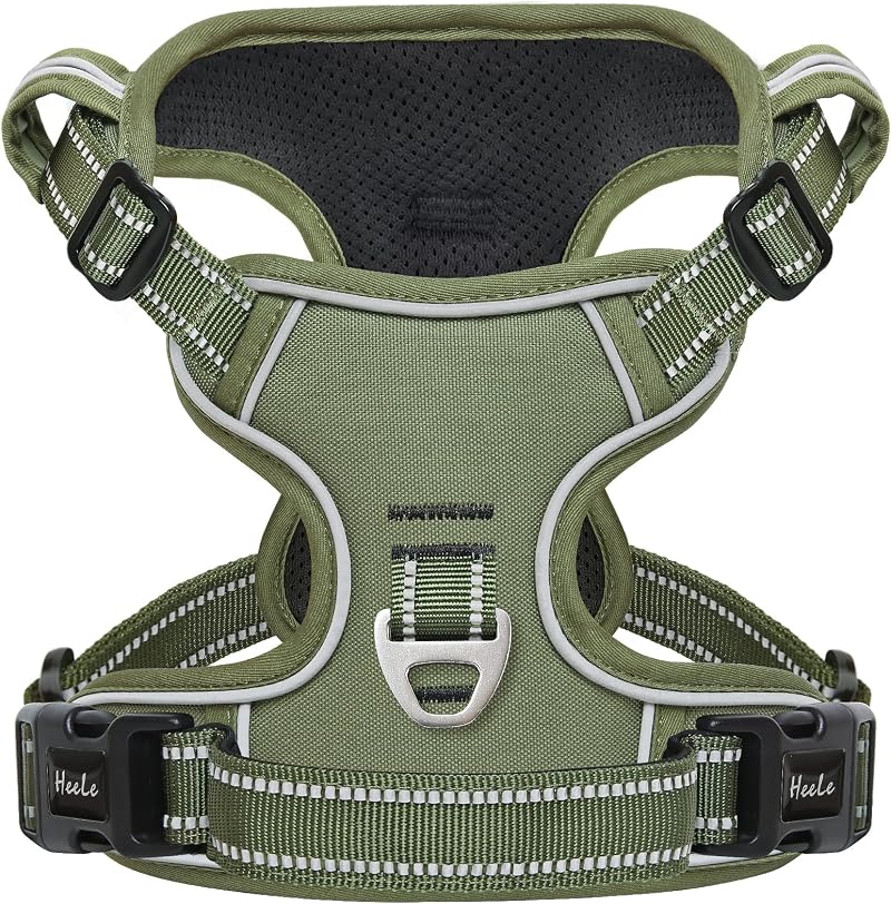 HEELE Dog Harness Small Reflective No-Pull Adjustable Padded Green